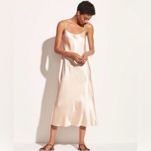 Vince Satin Slip Dress in Light Pink/Peach Size L